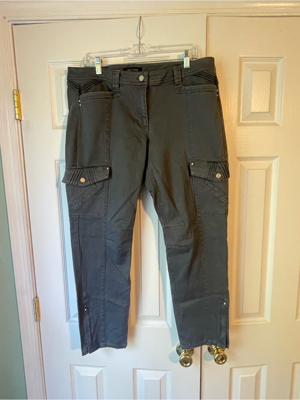 NWT WHBM Charcoal Cargo Pants with Front Flap Pockets